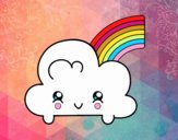 Nube con arco iris kawaii