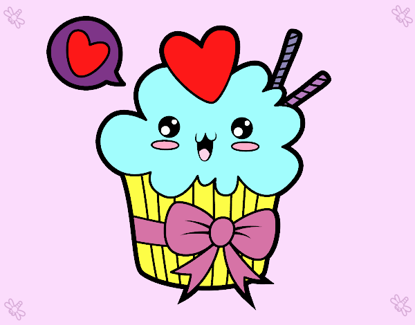 Cupcake kawaii con lazo