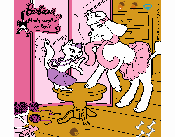 Las mascotas de Barbie jugando