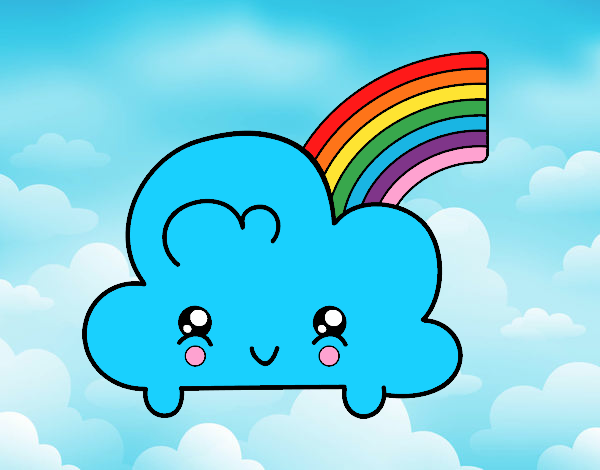 Nube con arco iris kawaii