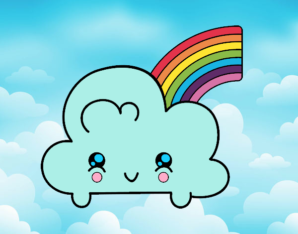 Nube con arco iris kawaii