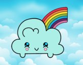 Nube con arco iris kawaii