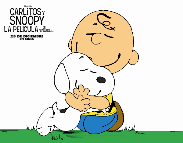 Snoopy y Carlitos abrazados