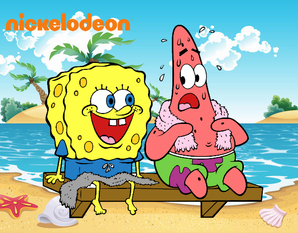 Bob Esponja y Patricio en bañador