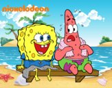 Bob Esponja y Patricio en bañador