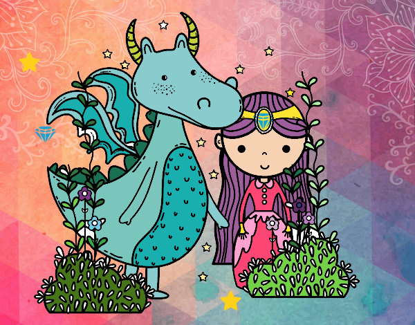 un dragon y su amiga laprincesa