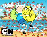 Finn y Jake abrazados