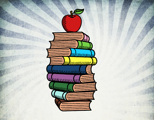 Libros y manzana