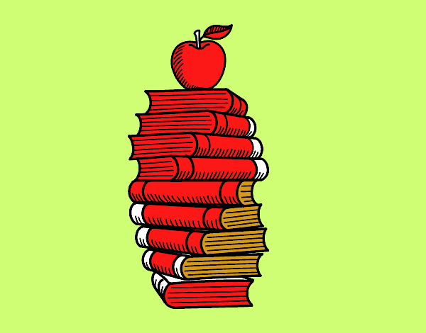 Libros y manzana