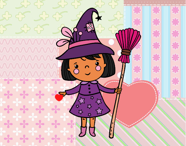 Niña bruja de Halloween