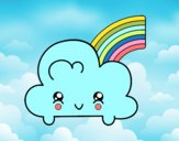 Nube con arco iris kawaii