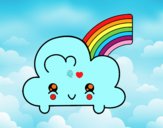 Nube con arco iris kawaii