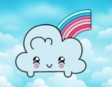 Nube con arco iris kawaii