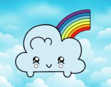 Nube con arco iris kawaii