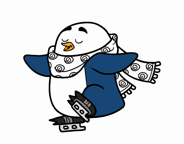 Pingüino patinando sobre hielo