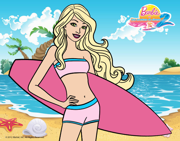 Barbie con tabla de surf