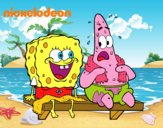 Bob Esponja y Patricio en bañador