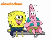 Bob Esponja y Patricio en bañador