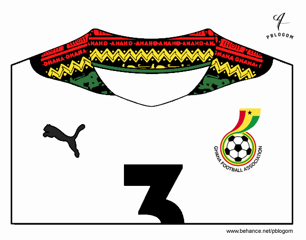Camiseta del mundial de fútbol 2014 de Ghana