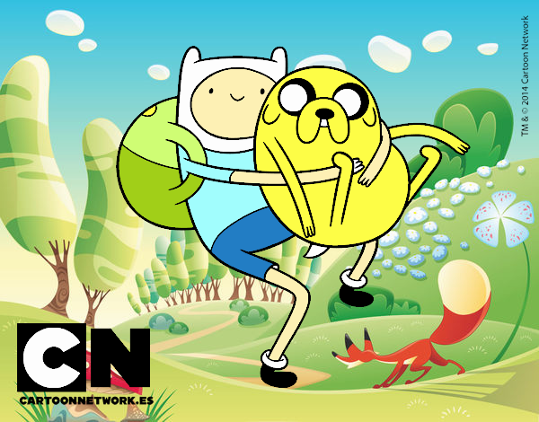 Finn y Jake abrazados