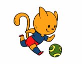 Gato jugando a fútbol