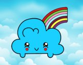 Nube con arco iris kawaii