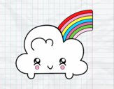 Nube con arco iris kawaii