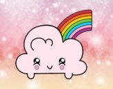 Nube con arco iris kawaii