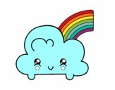 Nube con arco iris kawaii