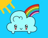 Nube con arco iris kawaii