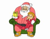 Papá Noel y niño en Navidad