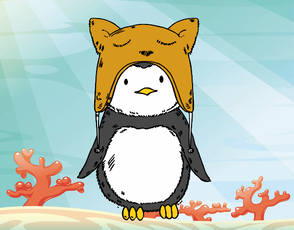 Pingüino con gorrito divertido