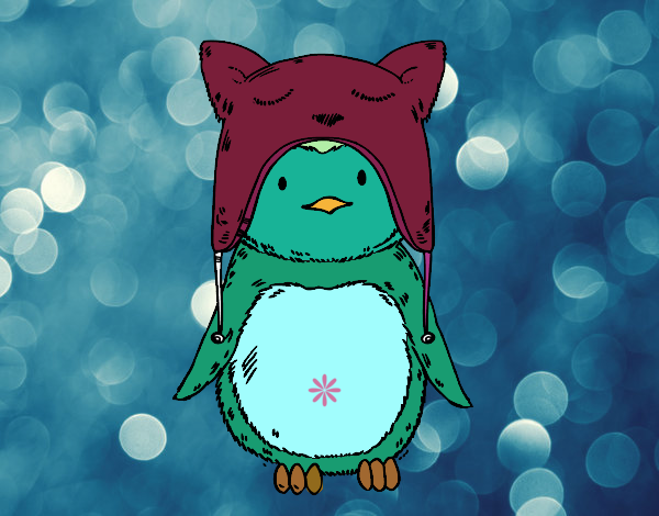 Pingüino con gorrito divertido