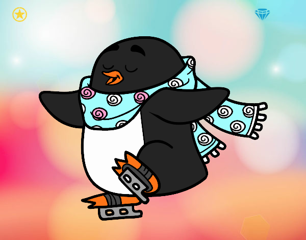 Pingüino patinando sobre hielo