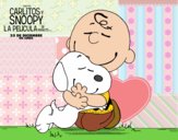 Snoopy y Carlitos abrazados