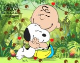 Snoopy y Carlitos abrazados