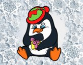 Un pingüino con regalo de Navidad