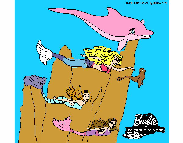 Barbie nadando con sirenas