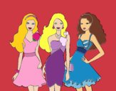 Barbie y sus amigas vestidas de fiesta