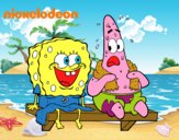 Bob Esponja y Patricio en bañador