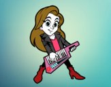 Chica tocando el keytar