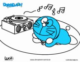 Doraemon escuchando música