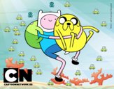 Finn y Jake abrazados