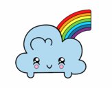 Nube con arco iris kawaii