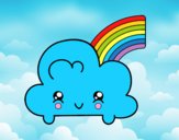 Nube con arco iris kawaii