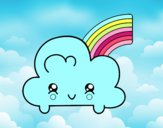 Nube con arco iris kawaii