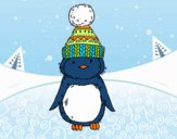 Pingüino con gorro de invierno