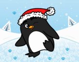 Pingüino con gorro de Navidad