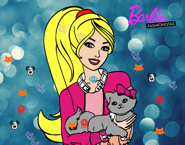 Barbie con su linda gatita