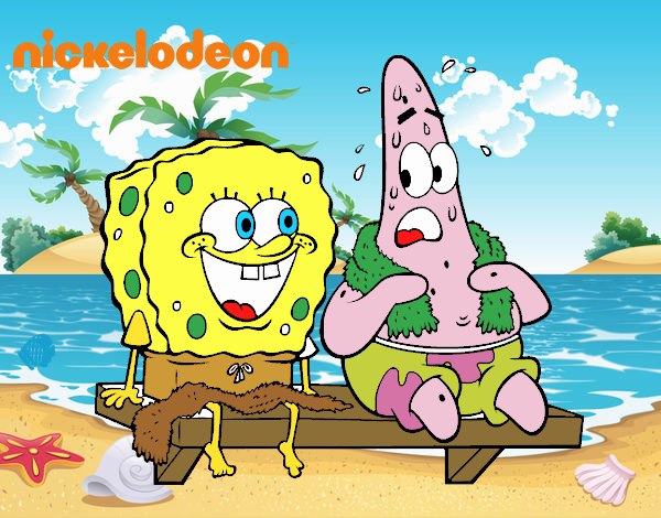 Bob Esponja y Patricio en bañador